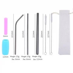 Stainless Steel Straw Reusable Drinking Straws Set with Brush