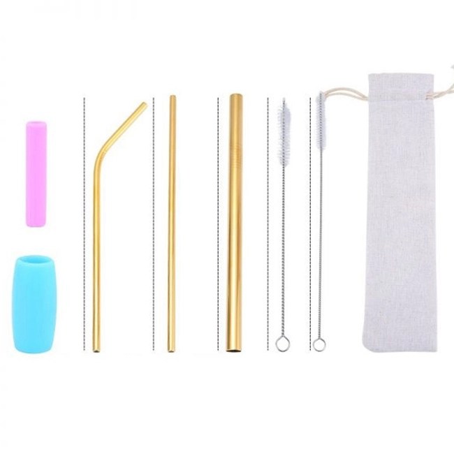 Box S Useful Stainless Steel Metal Drinking Reusable Straw Cleaning Brush 