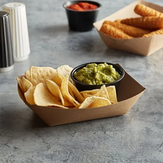 Biodegradable Kraft Snack Tray – Hot & Cold Food, Takeaway Meal Box, Lock Corner, Blissmart