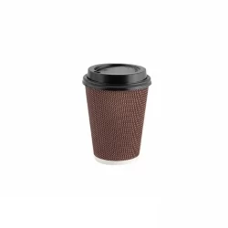 8oz Insulated Ripple Double Wall Paper Coffee Cup With Lid