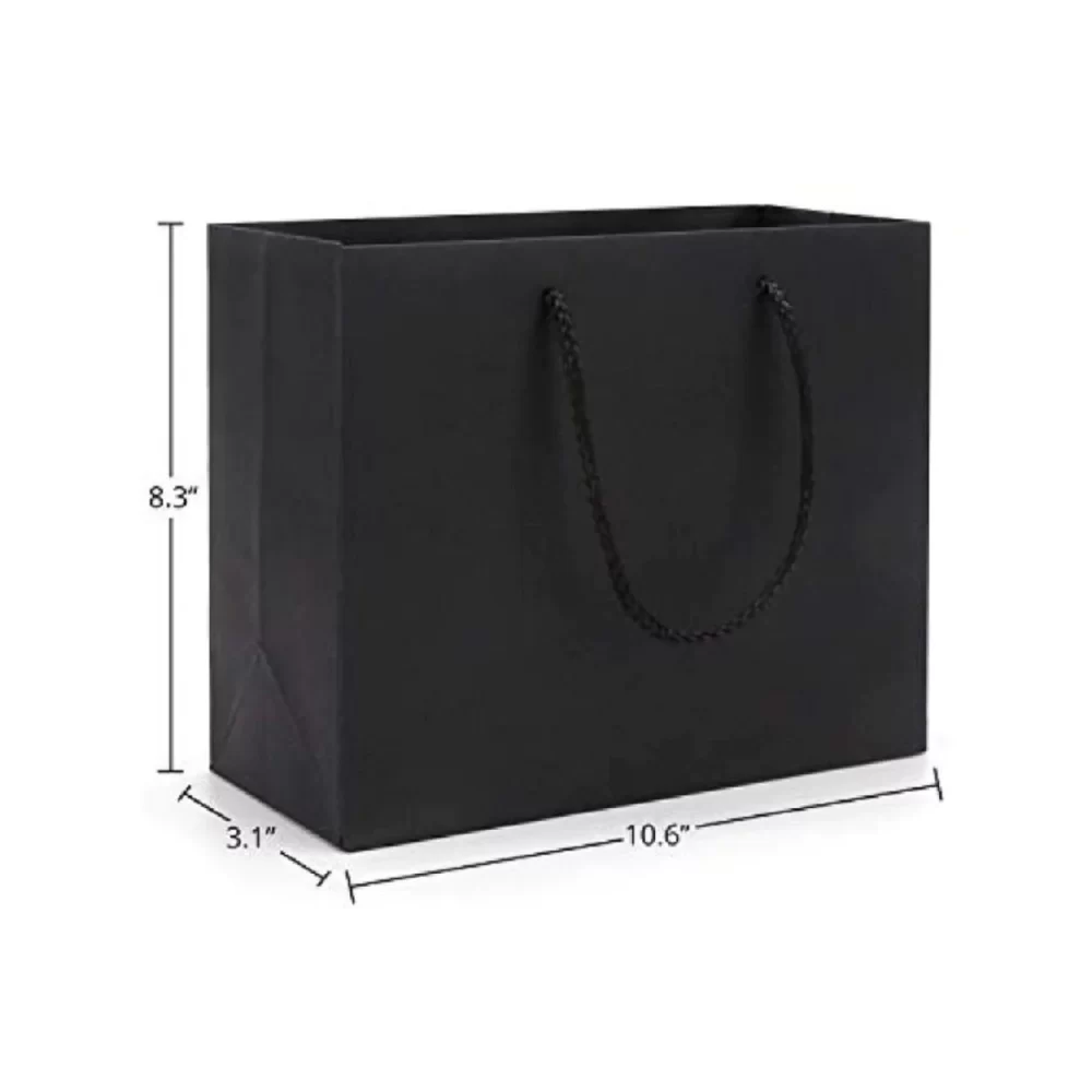 Black Kraft Paper Bag With Twisted Rope Handle (Medium)