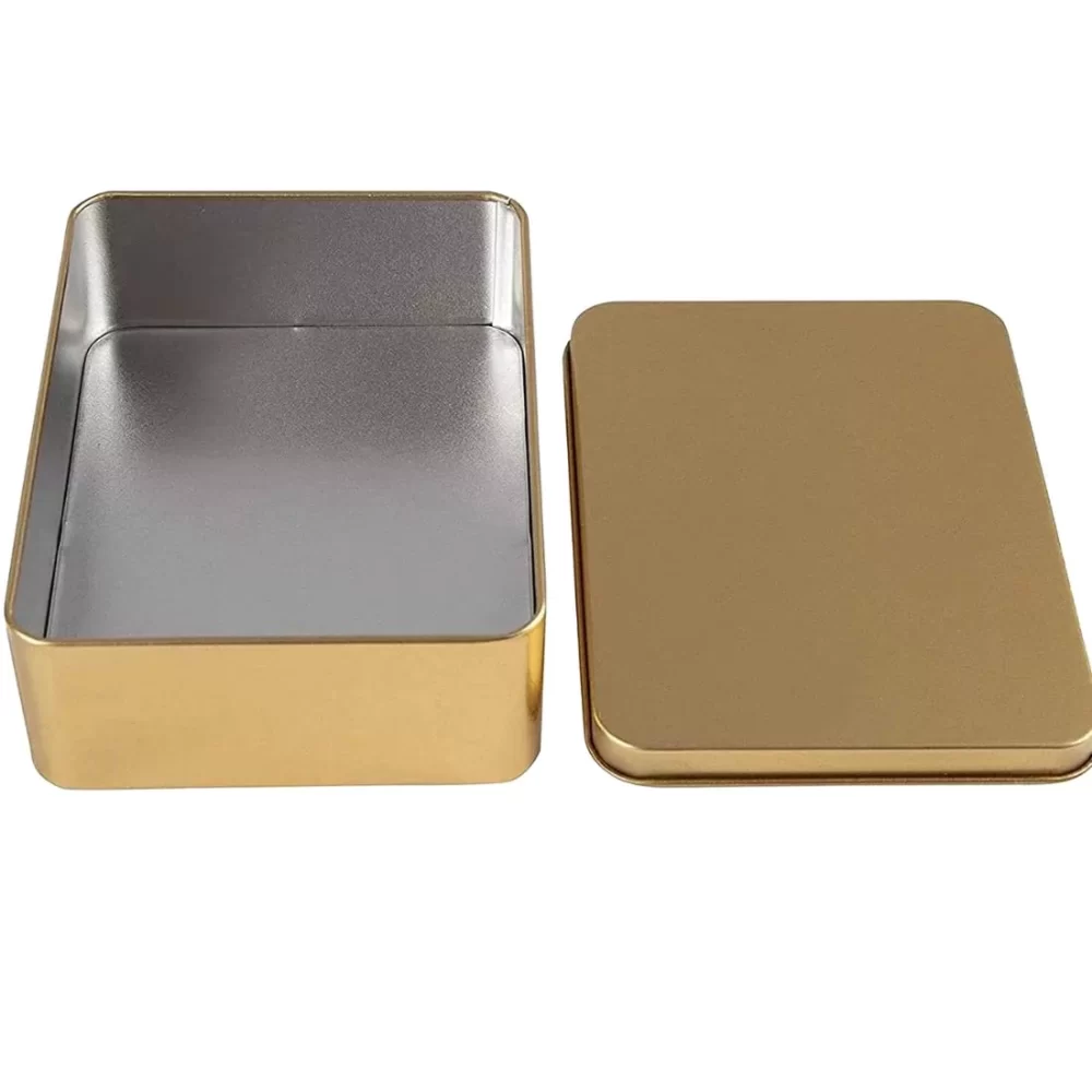 Plain Gold Straight Tin Boxes (500 ml)