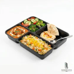 Five Portion Black Plastic Tray in Pakistan