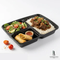 Three Portion Black Plastic Tray in Pakistan