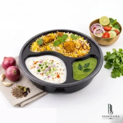 Rounded Disposable Three Portion Tray in Pakistan