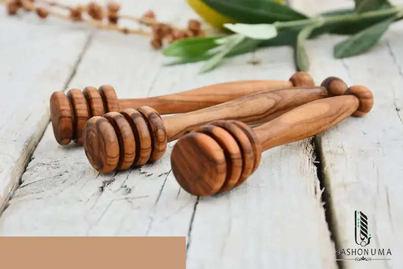 Premium 4-Inch Olive Wood Honey Dipper Drizzler Stick in Pakistan