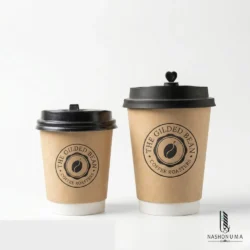 12oz Brown Kraft Double-Wall Coffee Cup with Black Lid