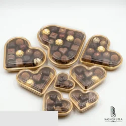 Heart Shape Chocolate Box with Transparent Lid | Gold Base Premium in Pakistan