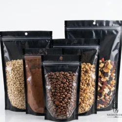 Front Transparent Back Black Aluminium Pouch (12 x 20 cm)
