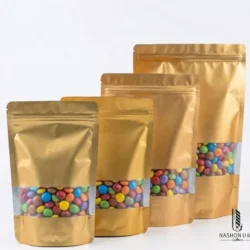 Matt Golden Standup Pouch With Window (20 x 30 cm)